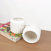 White Ribbed Planter (9cm) without Saucer