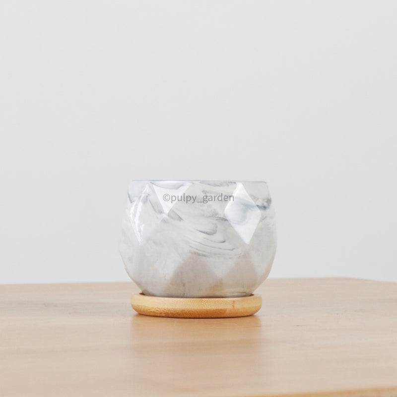 Geometric Marble Planter with Matching Saucer (2 SIZES)