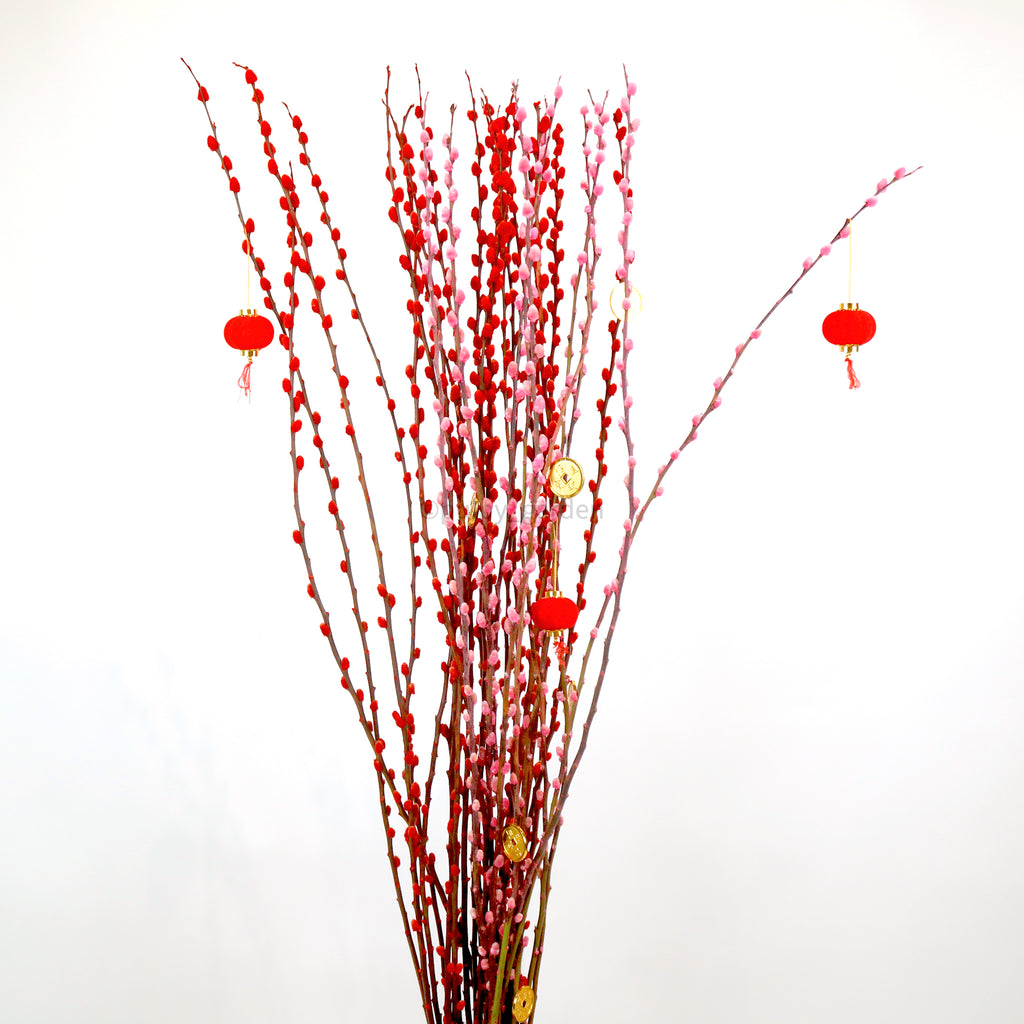 Large Willow - Pink and Red (6ft) in Oriental Blossom Vase