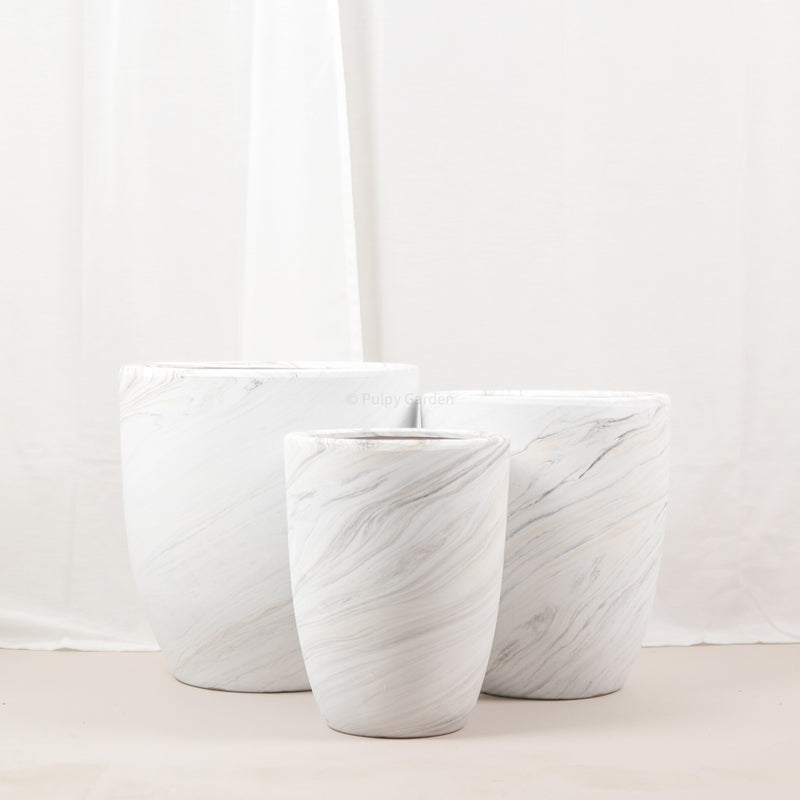 White Marble Designed Planters (19232/3) (X-Large Floor Planters)