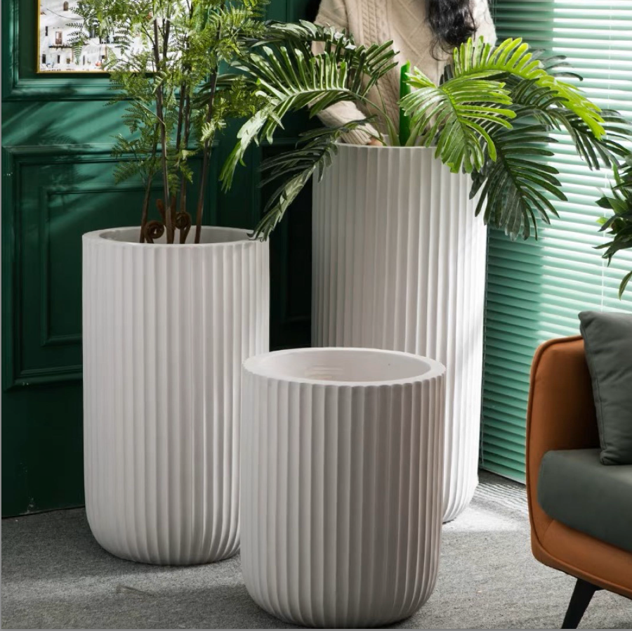Large Cylinder Textured Carbon Fiber Planter (3 Sizes)