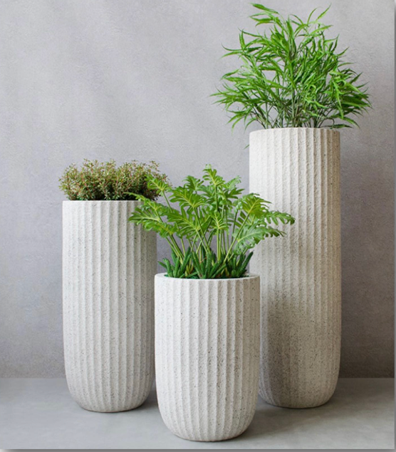 Large Cylinder Textured Carbon Fiber Planter (3 Sizes)