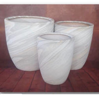 White Marble Designed Planters (19232/3) (X-Large Floor Planters)