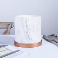 Marble Planter (15cm) with Gold Saucer