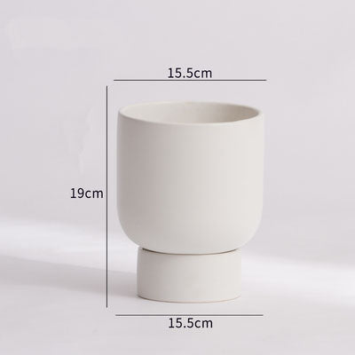 White Designer Planter with Saucer